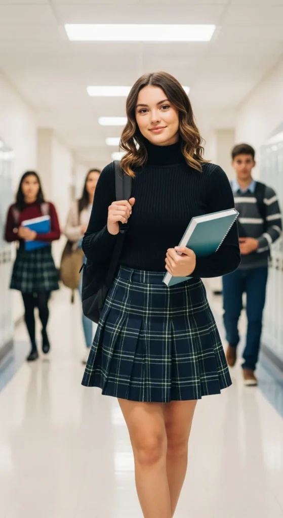 turtleneck-high-waisted-skirt
