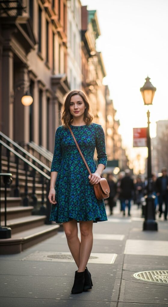 a-line-dress-with-ankle-boots
