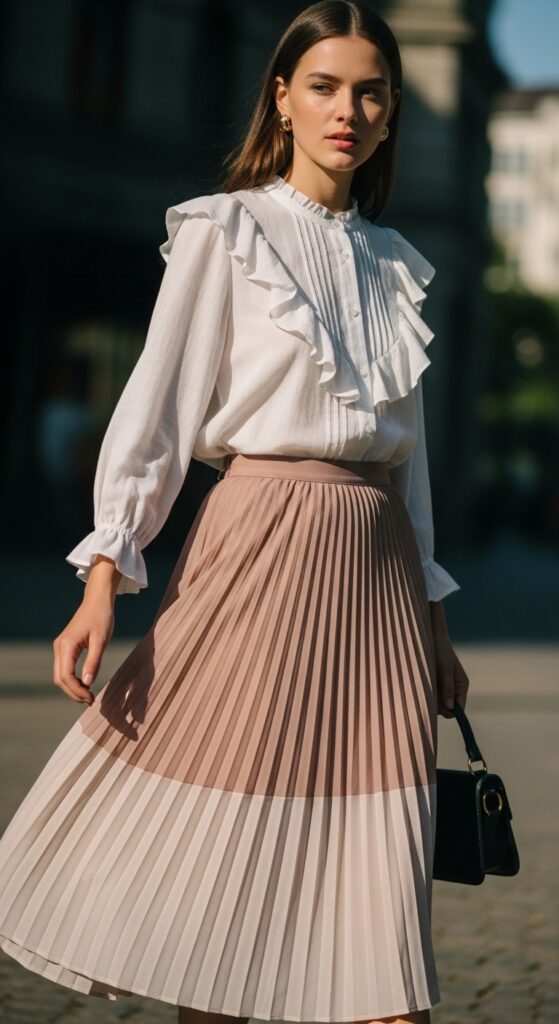 blouse-with-pleated-skirt
