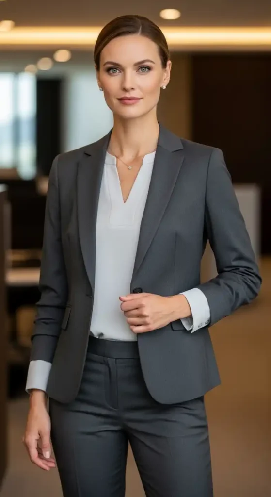 charcoal-suit-with-light-blouse