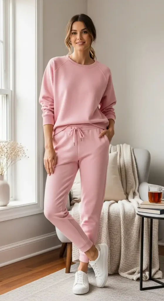 20 Comfortable, Casual, and Cozy Outfits for Women This Season 6 crewneck-sweatshirt-with-joggers
