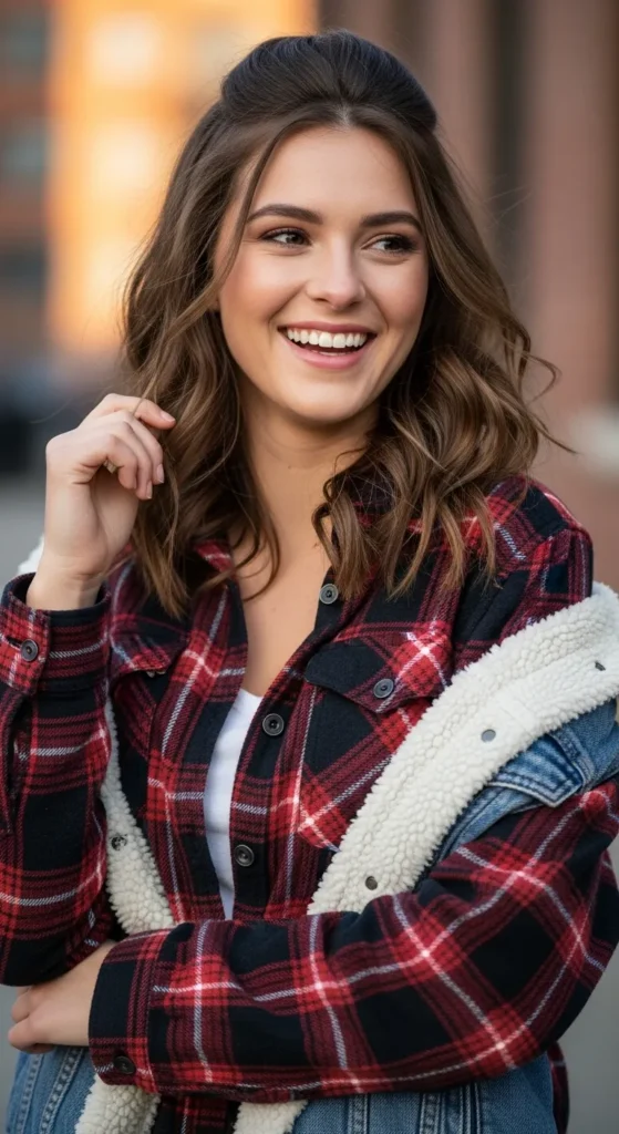 flannel-shirt-and-sherpa-jacket