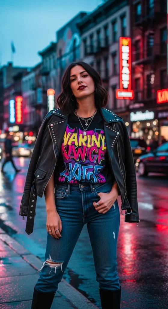 graphic-tee-with-leather-jacket