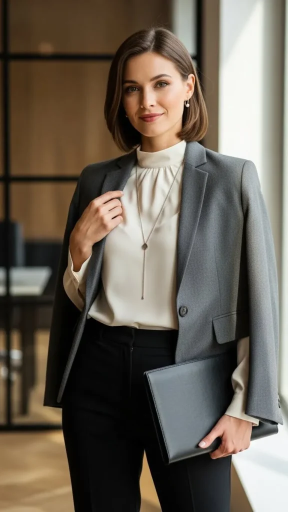 high-neck-blouse-with-blazer