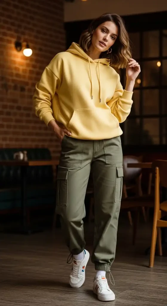 20 Comfortable, Casual, and Cozy Outfits for Women This Season 4 hoodie-with-cargo-pants