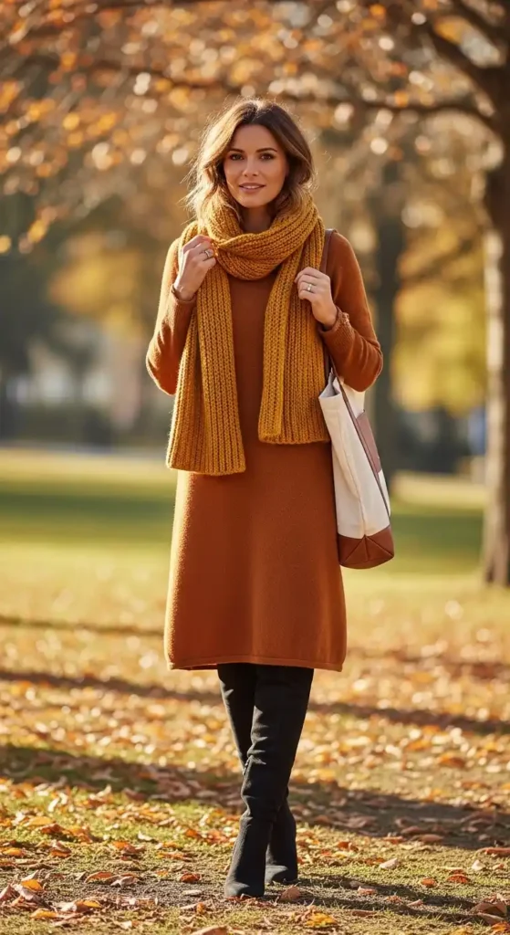 20 Comfortable, Casual, and Cozy Outfits for Women This Season 8 knit-dress-with-knee-high-boots