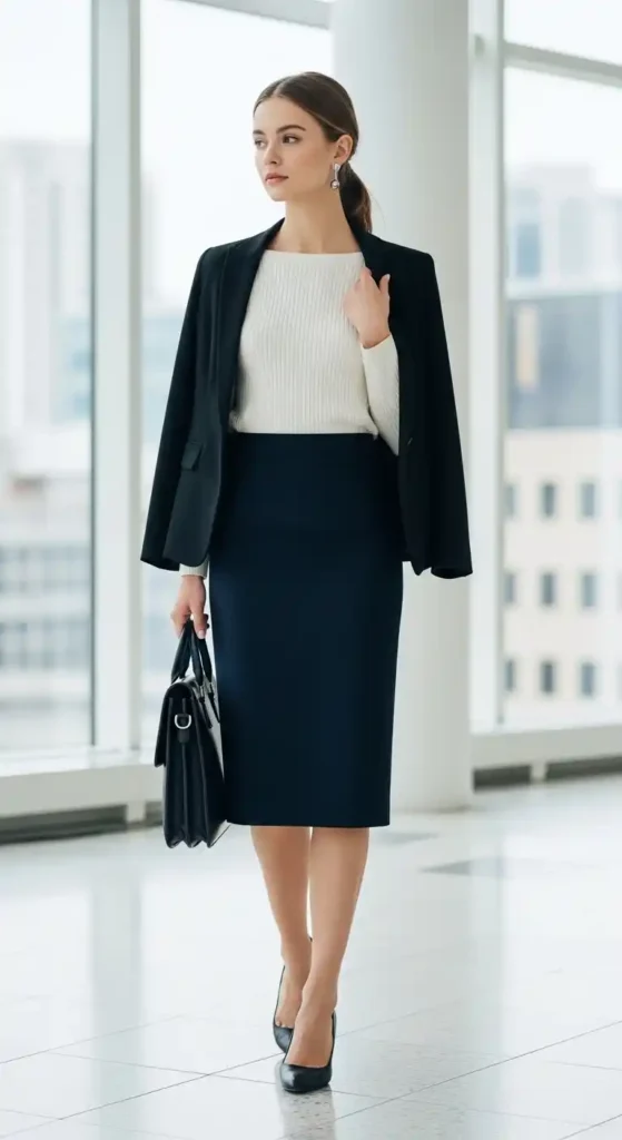 pencil-skirt-with-fitted-knit
