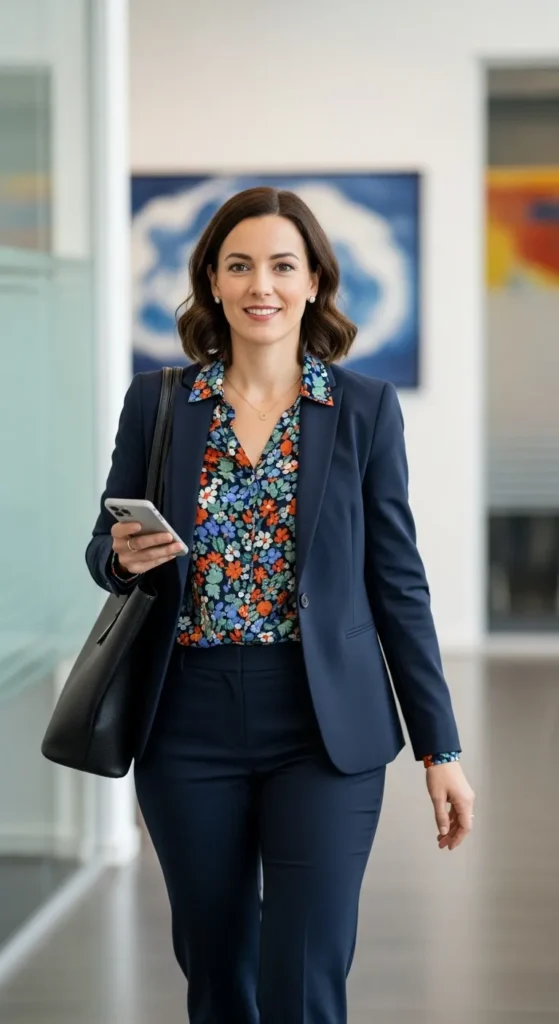 printed-blouse-with-solid-pantsuit