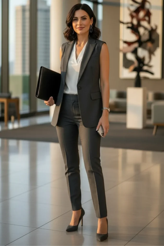 sleeveless-blazer-with-fitted-pants