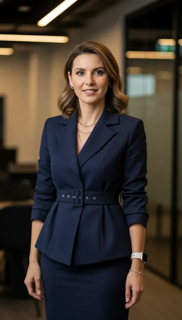 belted-blazer-with-pencil-skirt