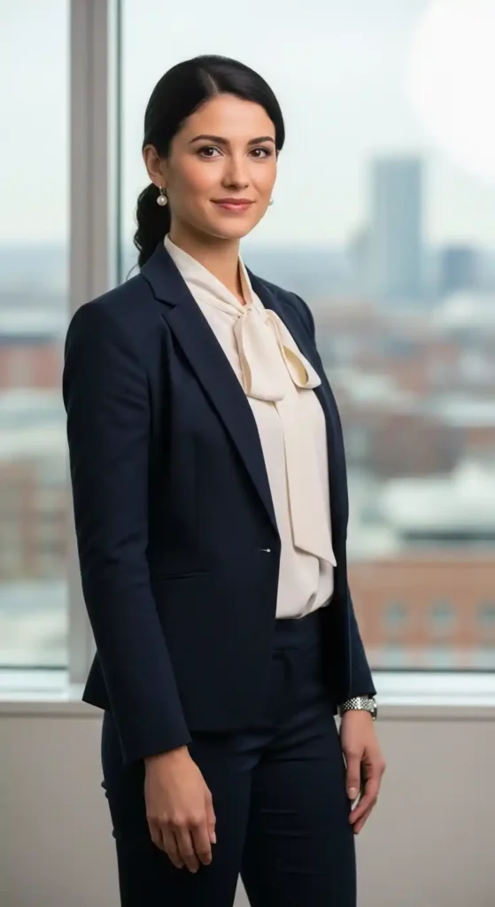 tie-neck-blouse-with-suit