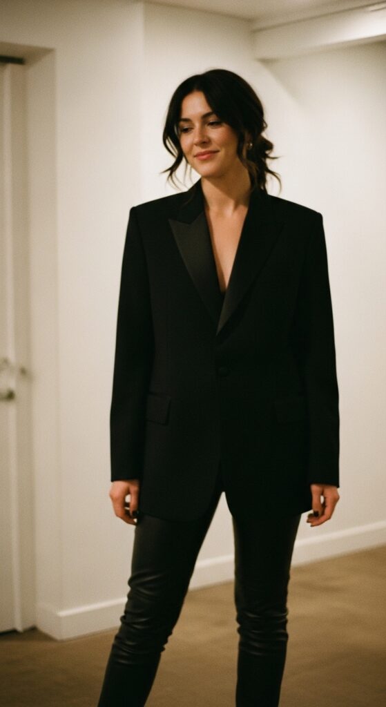 tuxedo-blazer-with-leather-pants

