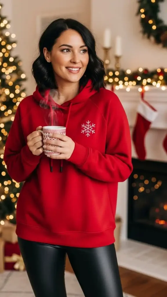 casual-red-hoodie-with-leather-look-leggings
