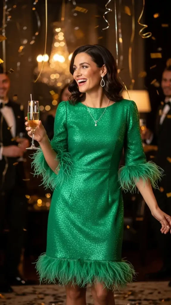 feather-trim-cocktail-dress