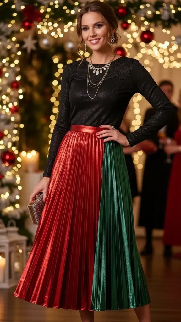 metallic-pleated-midi-skirt