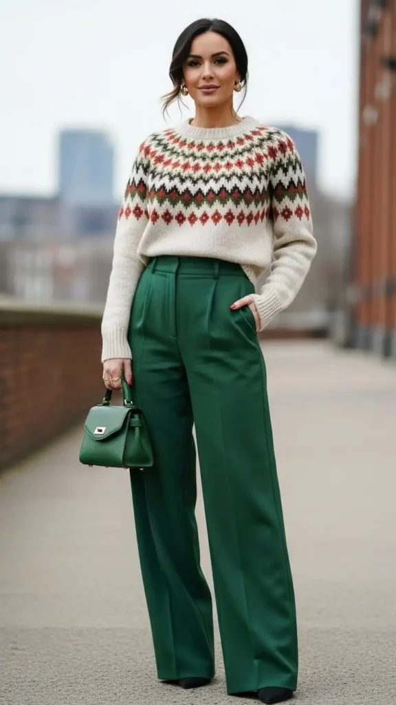 patterned-sweater-with-solid-bottoms