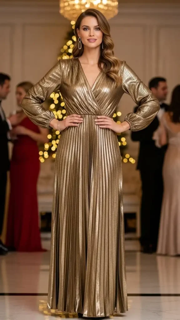 pleated-lame-dress