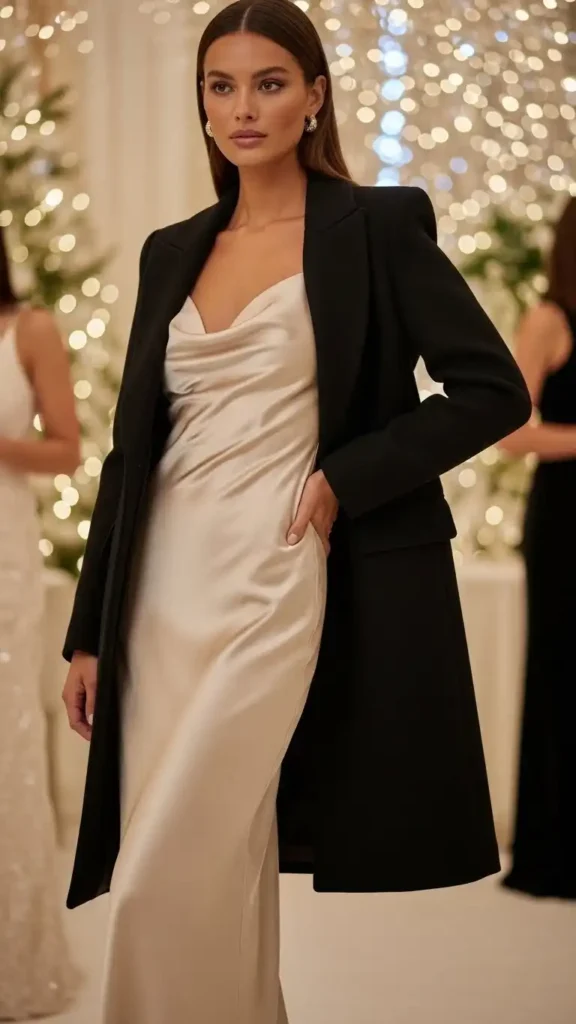 satin-slip-dress-with-structured-coat