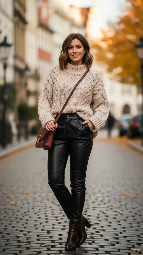 sweater-with-leather-pants