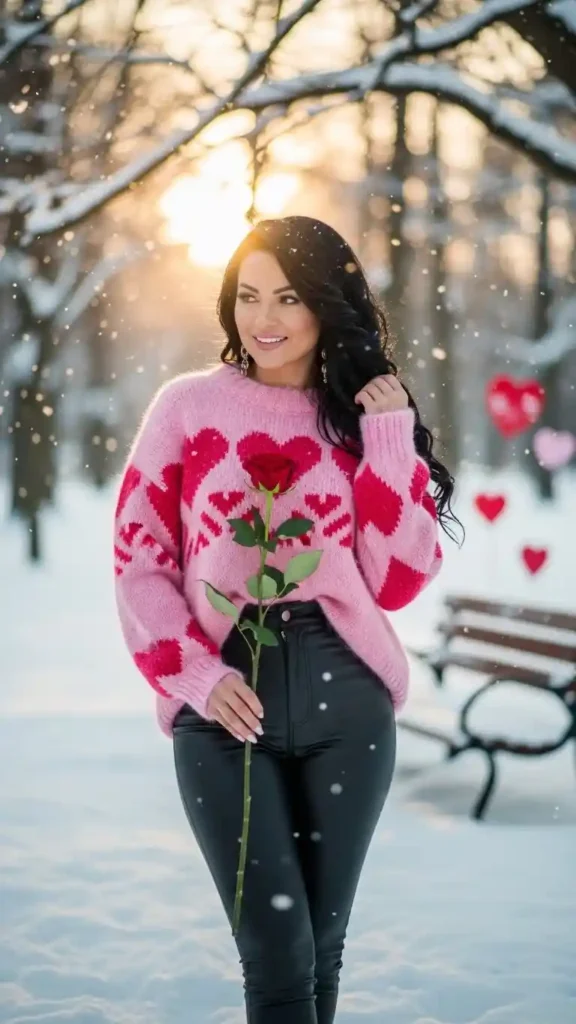 fuzzy-sweater-with-leather-pants