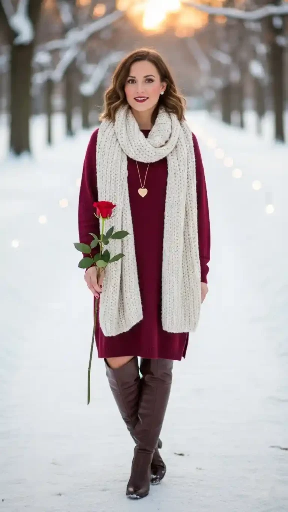 knit-dress-with-scarf-and-boots
