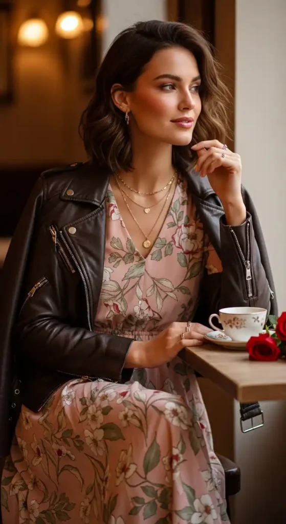 blush-floral-midi-dress-leather-jacket