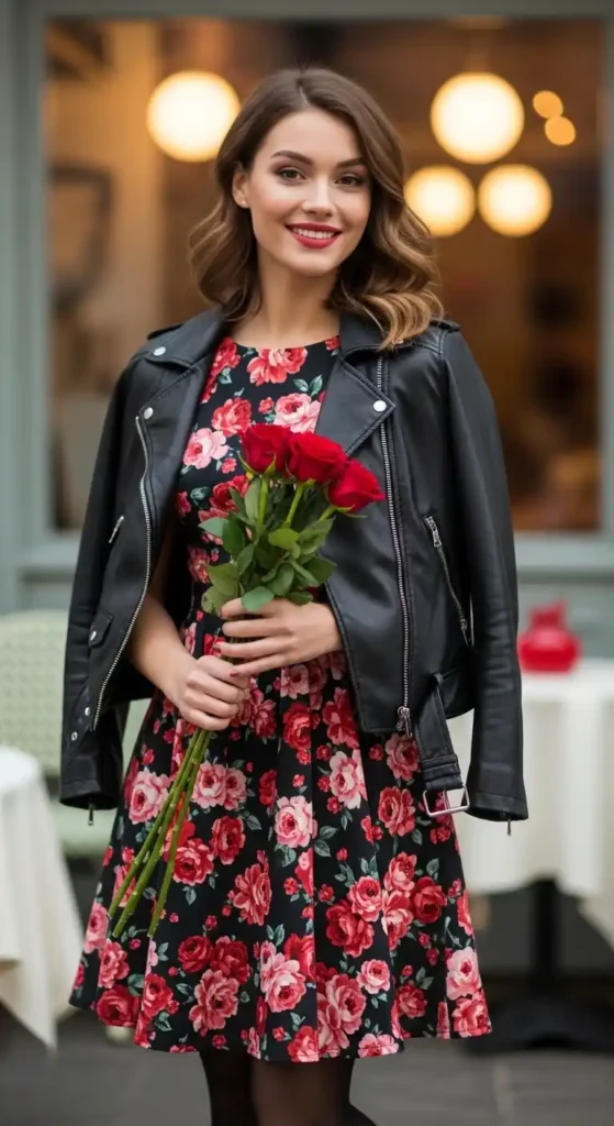 leather-jacket-with-floral-dress