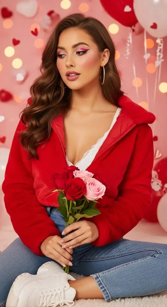 red-faux-fur-zip-up-cropped-jacket