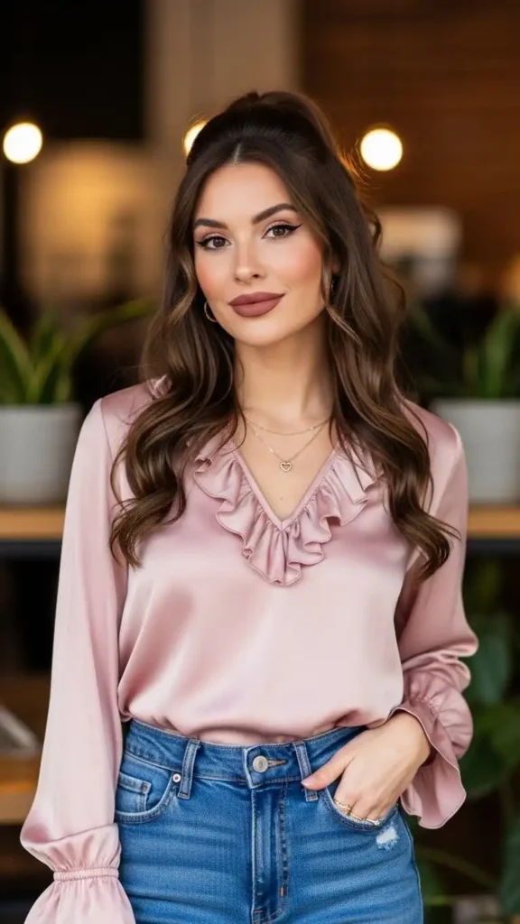 silk-blouse-and-denim
