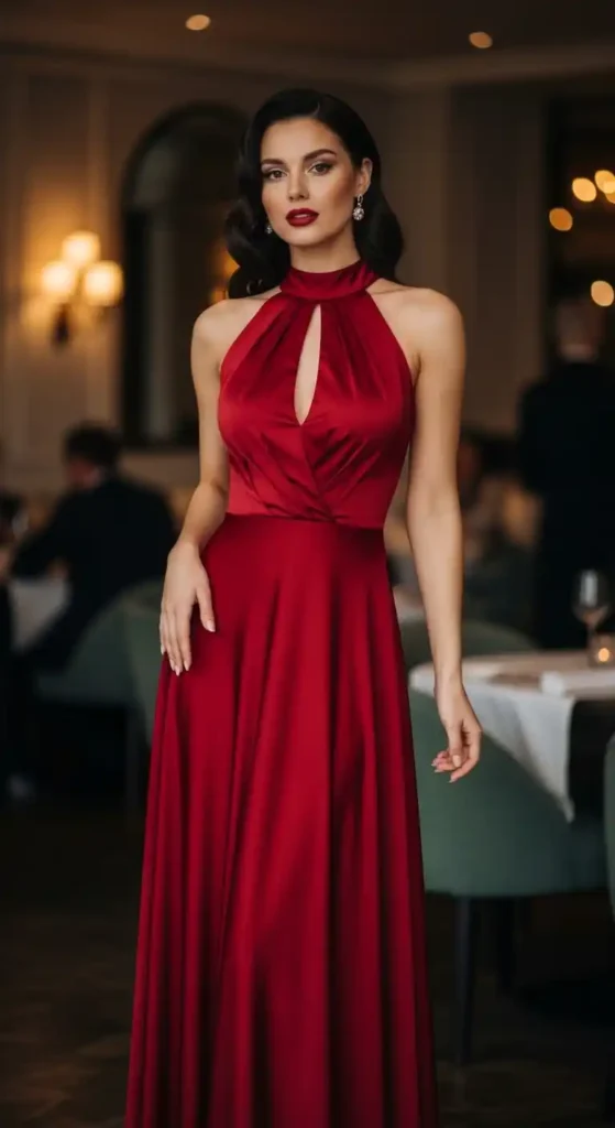 sophisticated-high-neck-dress-keyhole