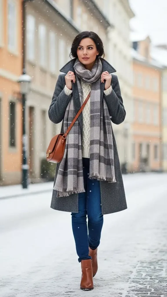 15 Easy Winter Travel Outfit Ideas to Look Chic and Stay Warm 2 classic-wool-coat-with-skinny-jeans