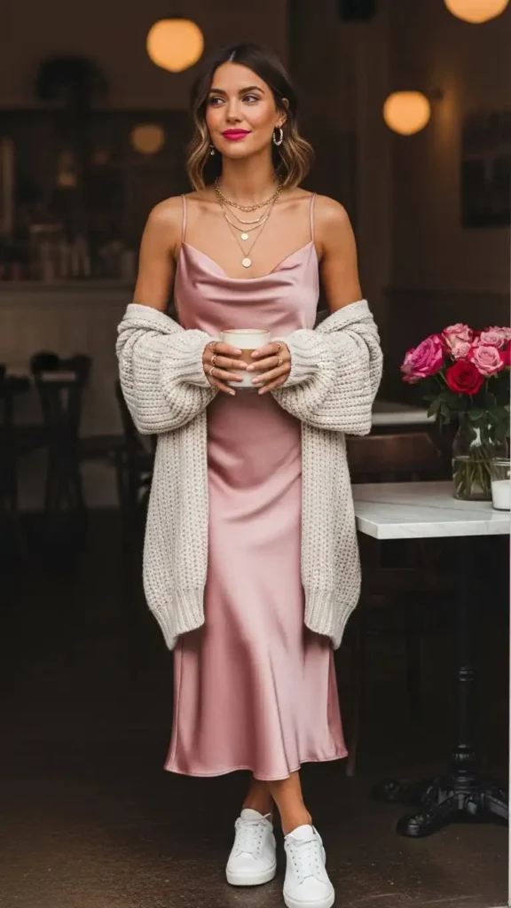 19 Must-Try Latest Casual Valentine’s Day Outfits for Women 5 effortlessly-chic-satin-midi-dress
