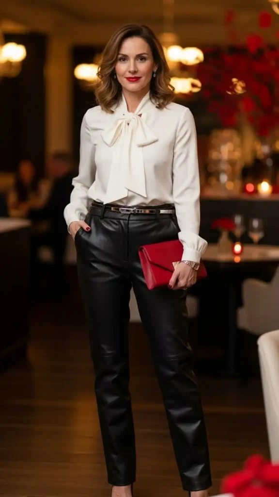leather-trousers-bow-blouse