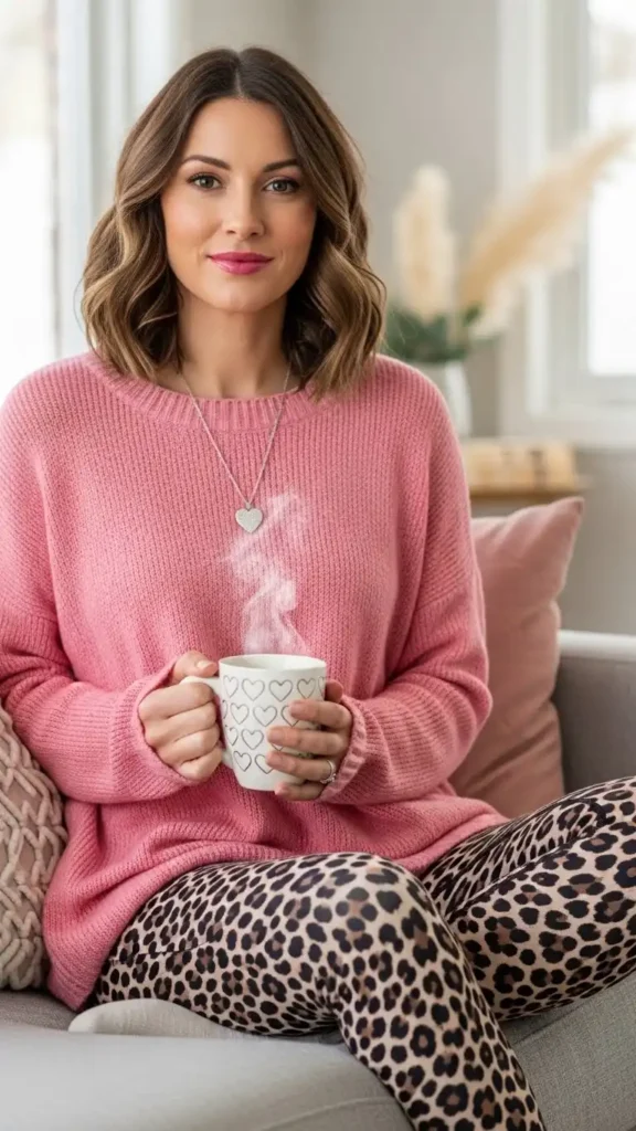 19 Must-Try Latest Casual Valentine’s Day Outfits for Women 15 leopard-print-and-soft-pink-combo