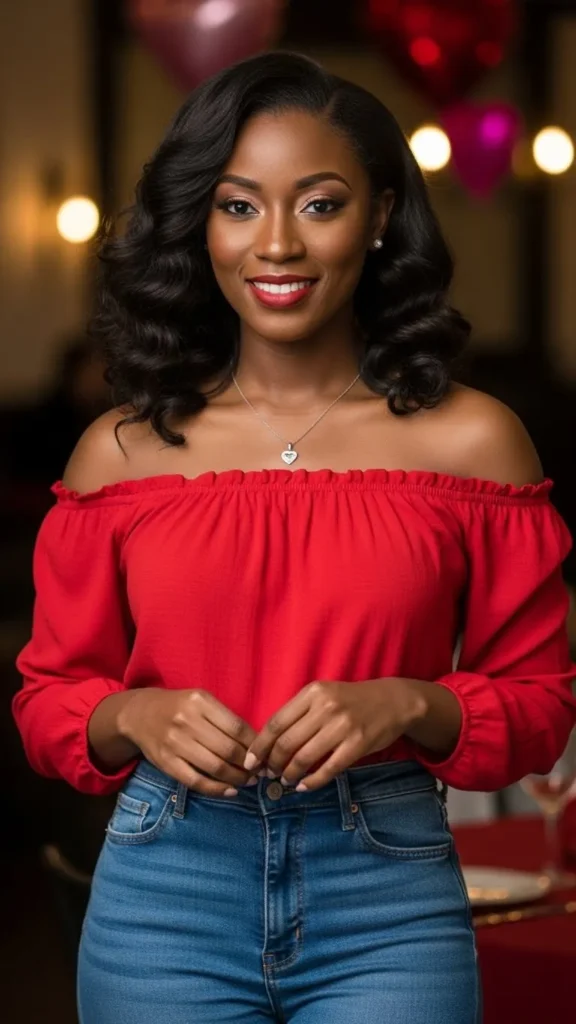 off-shoulder-top-with-high-waist-jeans