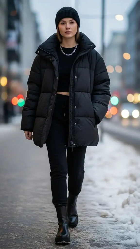 puffer-coat-with-joggers-and-boots
