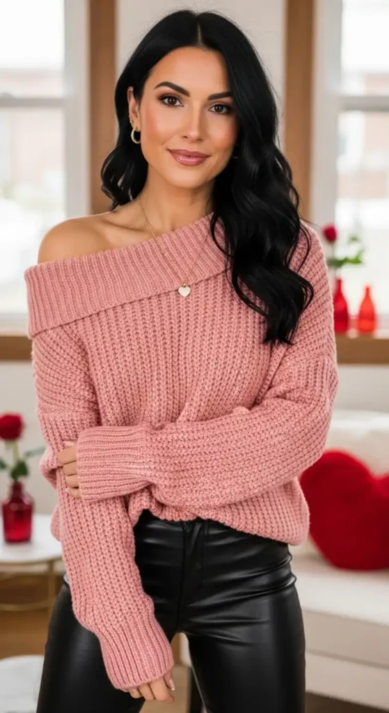off-shoulder-sweater-with-leather-pants