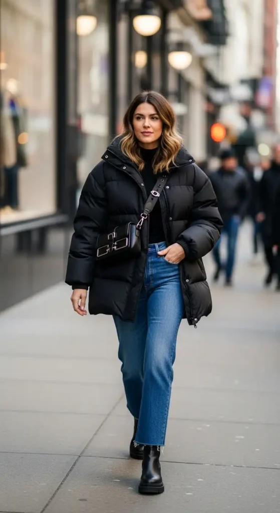 black-puffer-jacket-straight-jeans