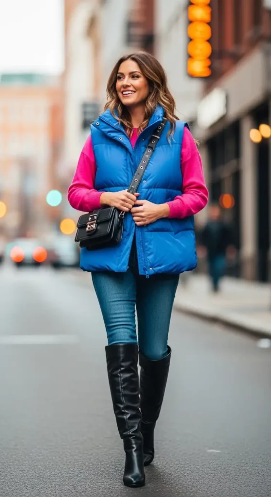 blue-puffer-vest-pink-top
