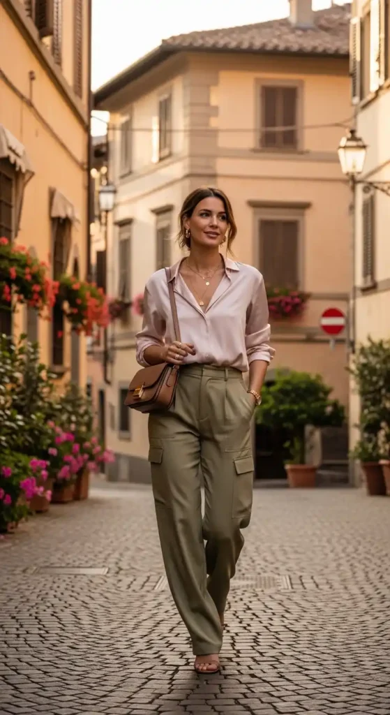 cargo-pants-with-silk-blouse