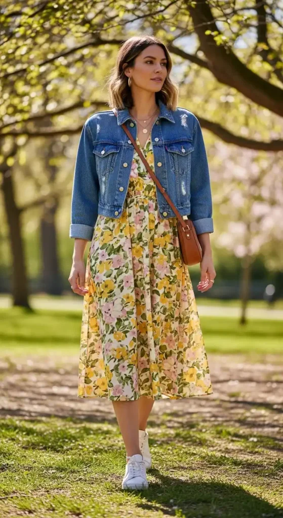 cropped-denim-jacket-over-midi-dress