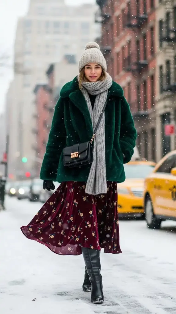 faux-fur-jacket-with-midi-skirt