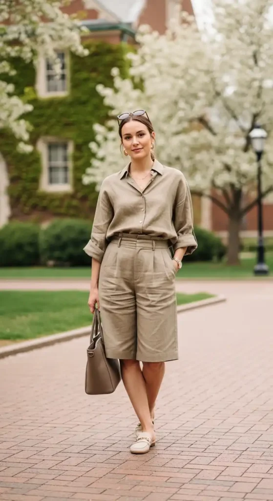 linen-shorts-with-a-linen-blouse