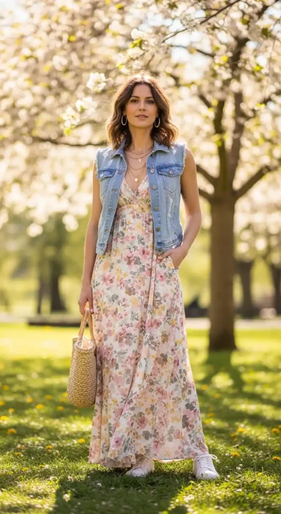 maxi-dress-with-denim-vest