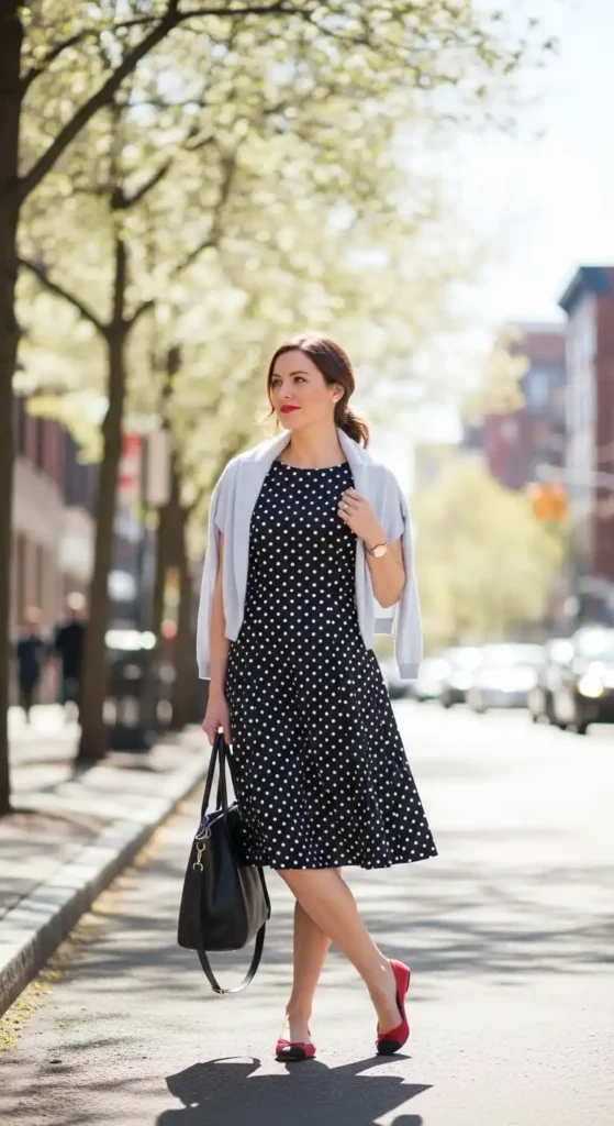 polka-dot-dress-with-ballet-flats