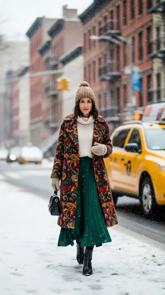 statement-coat-with-turtleneck-and-pleated-skirt