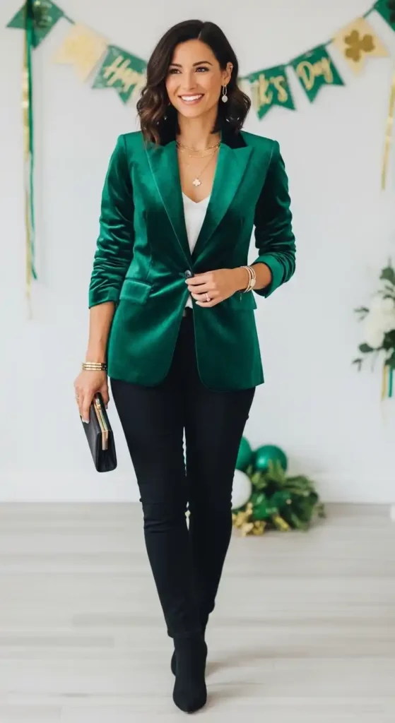 emerald-velvet-blazer-with-black-skinny-jeans