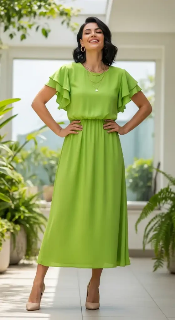 lime-green-ruffle-sleeve-dress