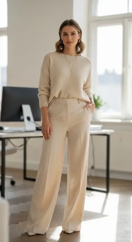 monochromatic-cream-outfit-wide-leg-trousers-and-soft-sweater