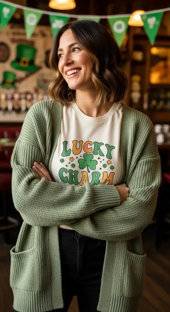 sage-green-cardigan-with-graphic-tee